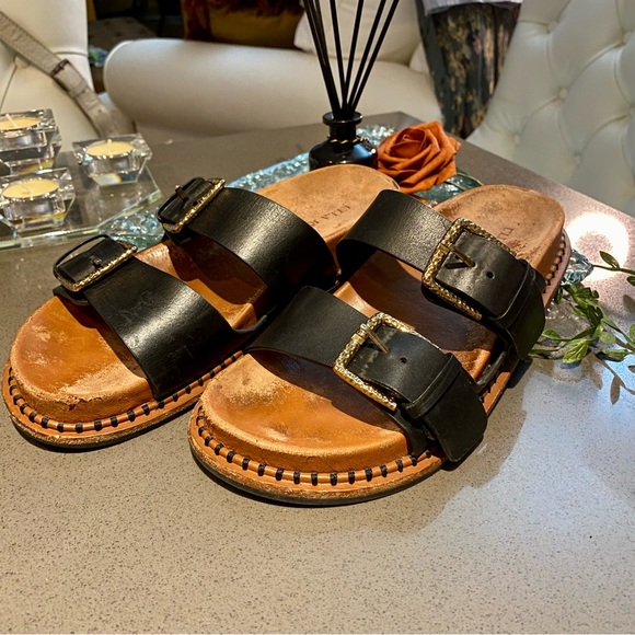 Ulla Johnson Black Sandals with Gold Buckles Size 7 1/2 - Picture 12 of 15
